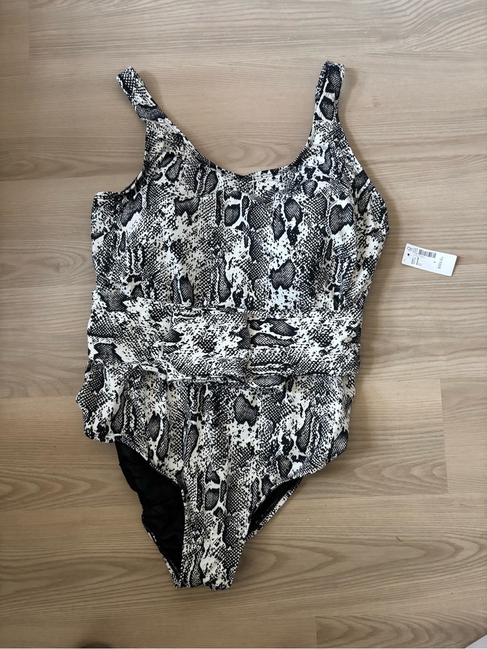 Black & White Snake Print One-Piece Swimsuit
